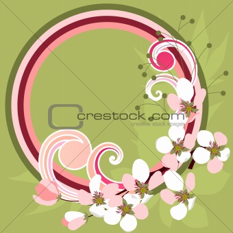 Spring frame with blossoming branches