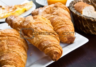 fresh croissant on table ,Delicious! 