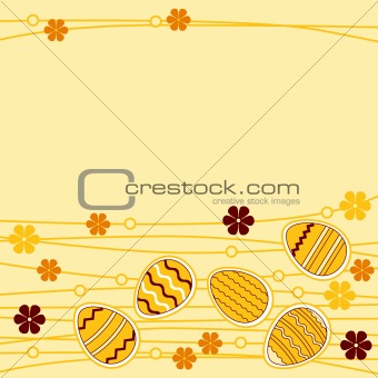 Yellow greeting card wirh easter eggs