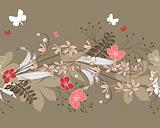 Seamless horizontal patten with forest flowers