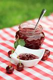 Jar of cherry jam 