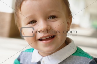 Smiling baby outdoors