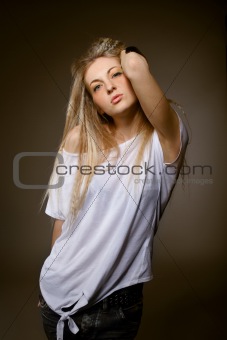 Portrait of the beauty young blond girl