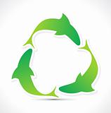 abstract green eco  fish recycle icon