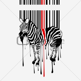 abstract vector zebra silhouette with smudges barcode