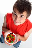 Boy with lollies candy