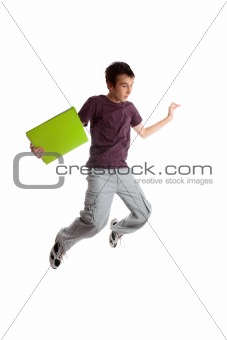 Excited student jumping