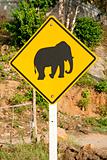 elephant crossing road sign in thailand