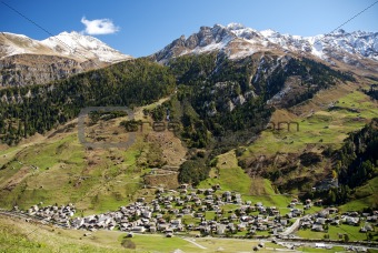 vals village in switzerland alps landscape