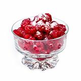 Fresh raspberries in dish