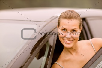 Beautiful Girl Portrait with Her New Vehicle