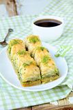 traditional Turkish dessert - baklava with honey and nuts