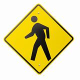 Isolated Yellow Pedestrian Warning or Safety Sign