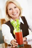 Woman Drinking A Bloody Mary