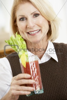 Woman Drinking A Bloody Mary