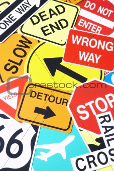 Group Of Road Signs