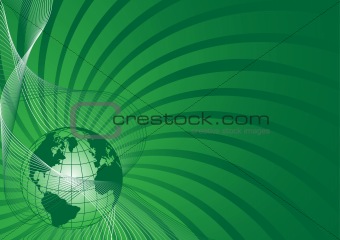 business background with green world globe