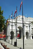 Marble Arch With Flags Flying, London, England