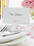 Place Settings For Bride And Groom At Reception