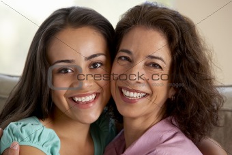 Mother And Daughter Together At Home