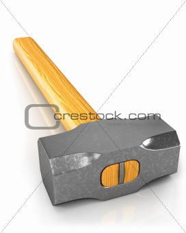 Metal sledge hammer isolated, closeup