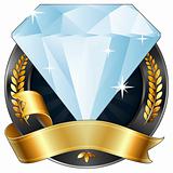 Achievement Award Diamond Jewel with Gold Ribbon, Vector