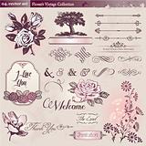 Flowers and vintage elements collection