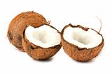 full and two halves of coconut