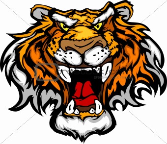 Cartoon Tiger Mascot Head Vector Illustration
