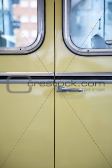 yellow retro handle bus door