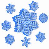 Collection of various blue snowflakes