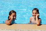 Smiling children in swimming pool