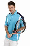 Male tennis player holding racket
