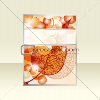 vector autumn leaf and bright balls flyer with ribbon for your t