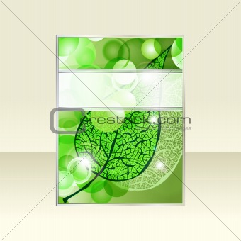 vector green  leaf and bright balls flayer with ribbon 