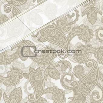vector seamless paisley background with ribbon