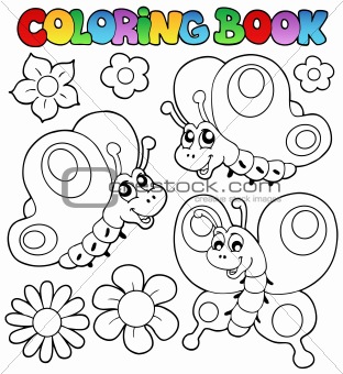 Coloring book three butterflies