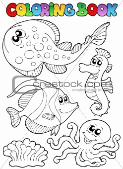 Coloring book with sea animals 3