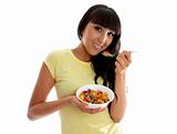 Nutrition woman eating healthy breakfast 