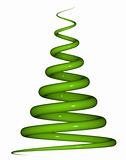 3d render of shiny reflective green coil on white