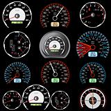 Set of car speedometers for racing design. 