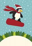 Penguin Snowboarding