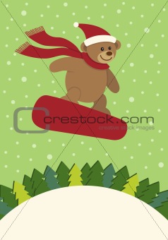 Teddy Bear Snowboarding