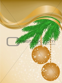 Beige background with spruce branches