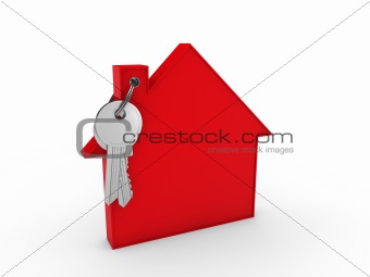 3d house key red