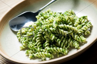 pasta fussili with spinach