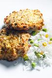 baked salmon burgers with vegetables rice