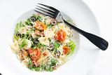 pasta farfalle with Parma ham and cherry tomatoes