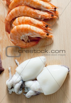 still life of raw seafood
