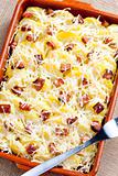 potatoes and bacon baked with pecorino cheese